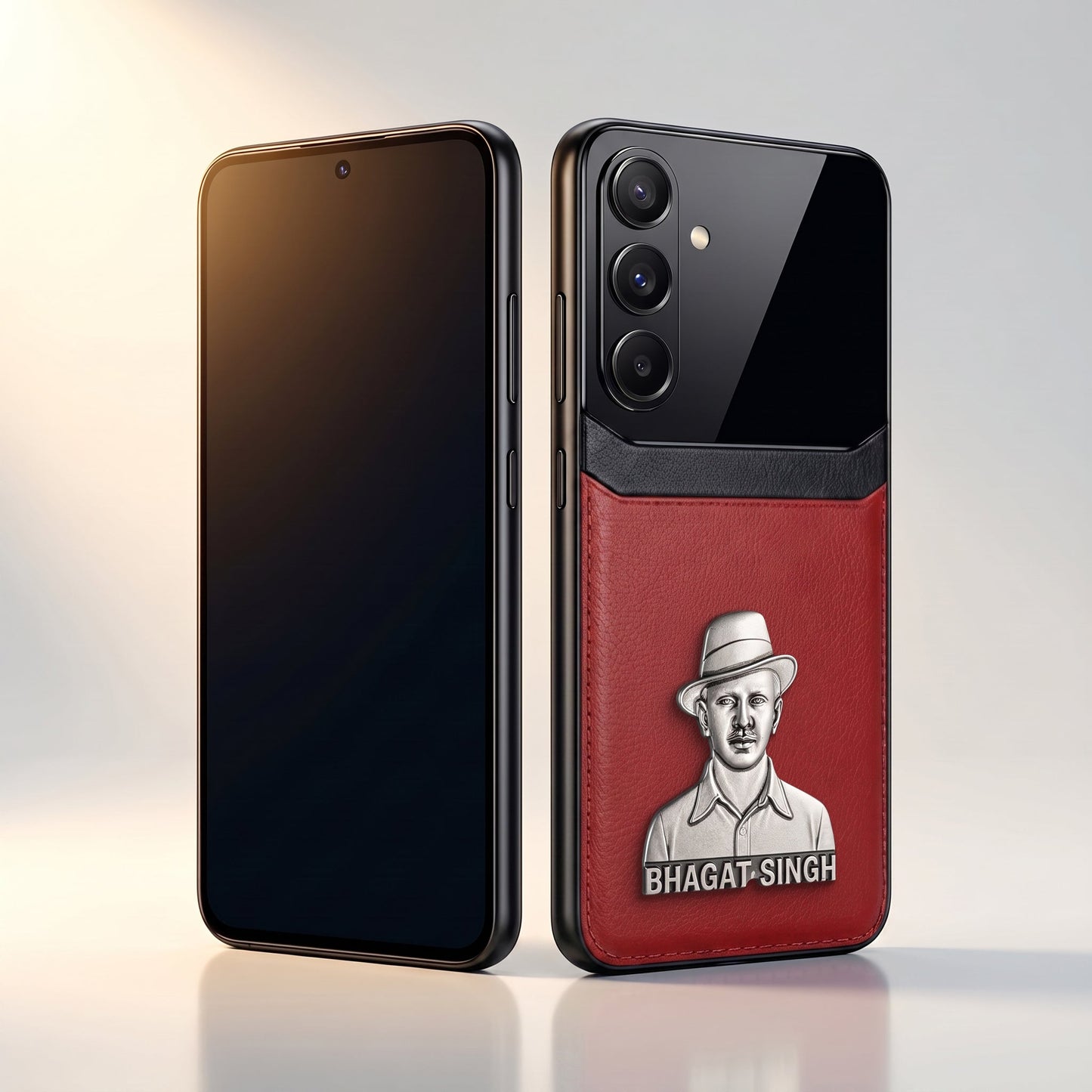Samsung Galaxy M56 5G Shaheed Bhagat Singh 3D Metal Leather Back Case