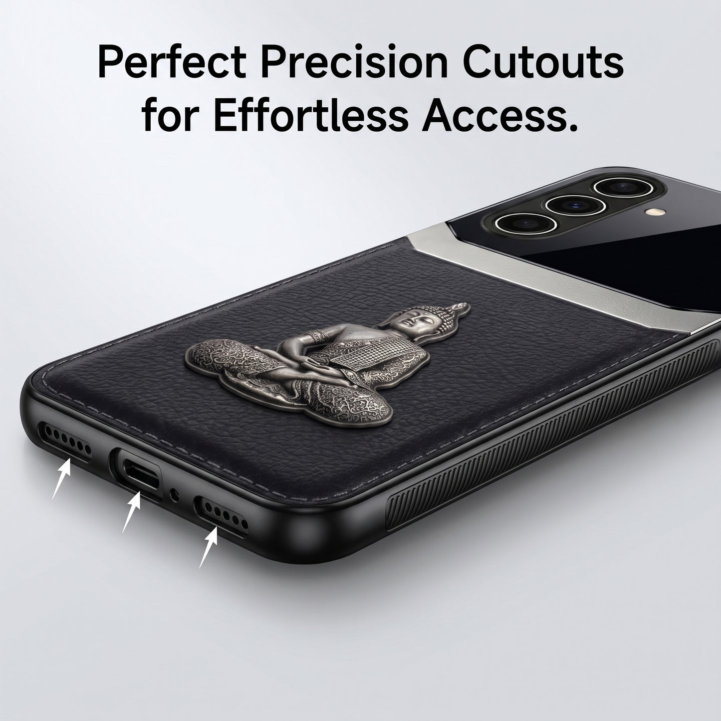 Samsung Galaxy M56 5G Buddha Spiritual 3D Metal Protective Leather Back Case