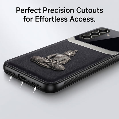 Samsung Galaxy M56 5G Buddha Spiritual 3D Metal Protective Leather Back Case
