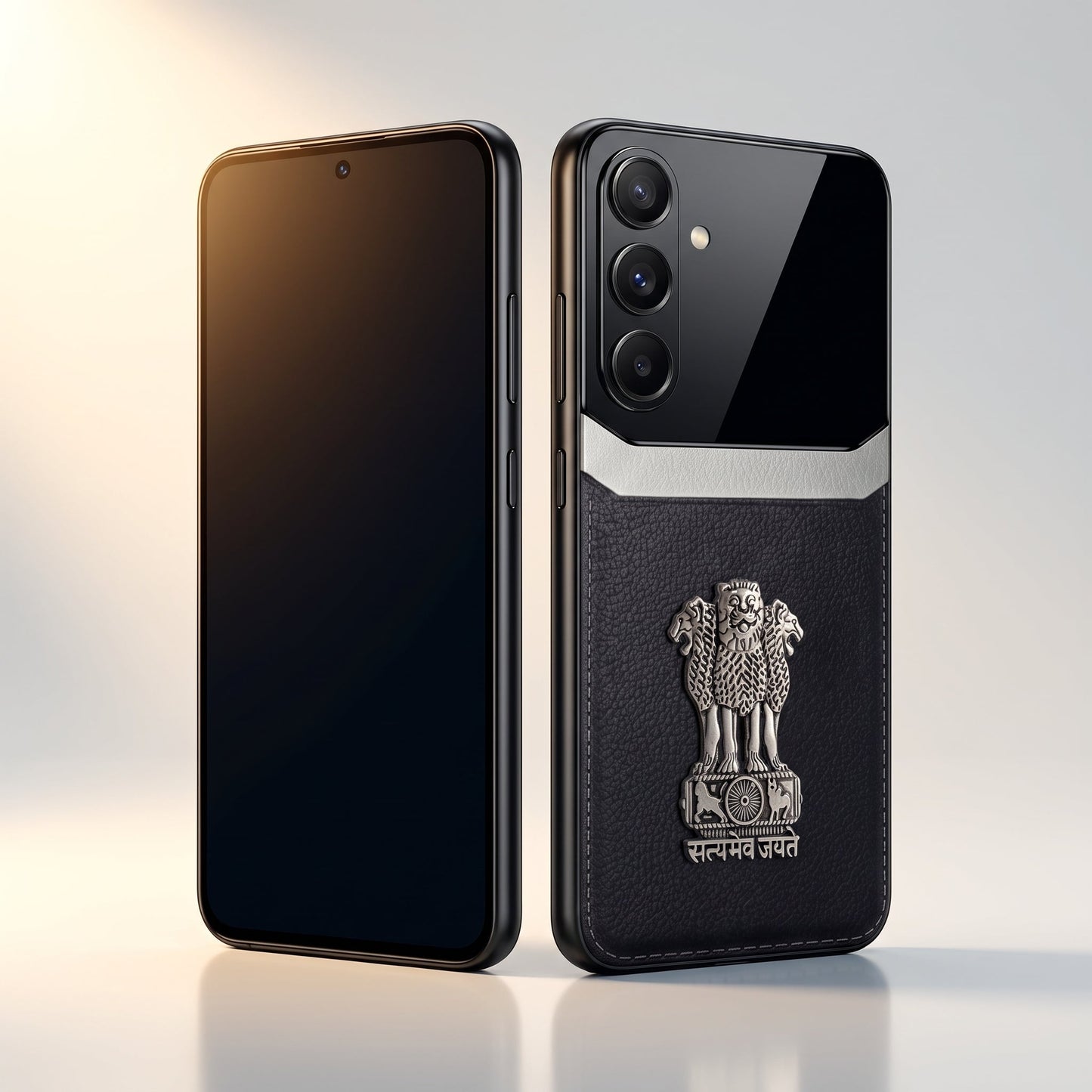 Galaxy A56 5G Satyamev Jayate 3D Metal Leather Back Case