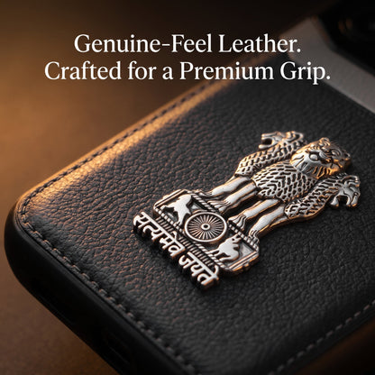 Galaxy A56 5G Satyamev Jayate 3D Metal Leather Back Case