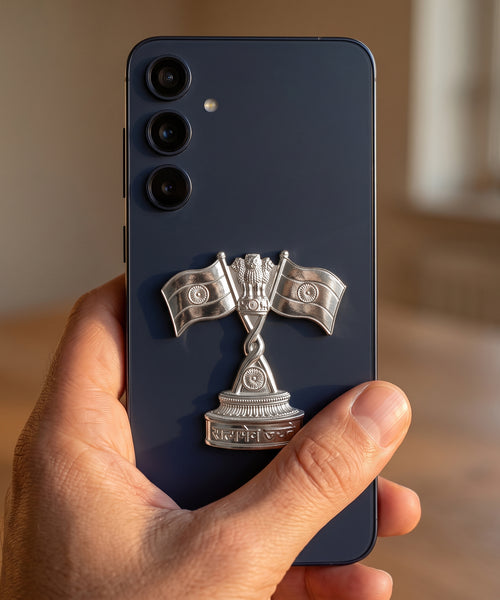 Samsung Galaxy A35 5G Compatible 3D Indian Metal Flag Emblem Sticker