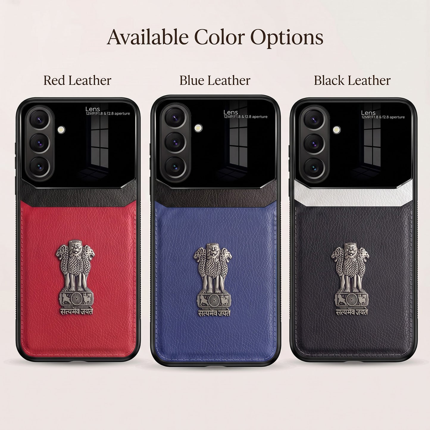 Samsung Galaxy A37 5G Satyamev Jayate 3D Metal Leather Back Case
