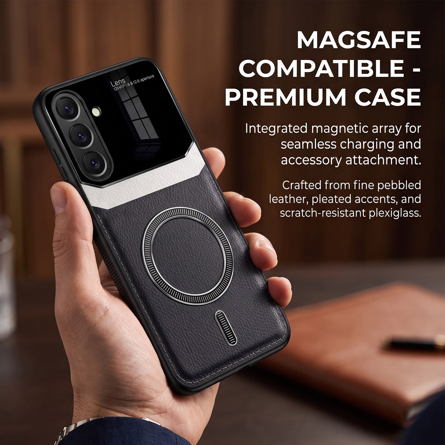 Samsung Galaxy A57 5G Premium Magsafe Magnetic Leather Lens Protective Case