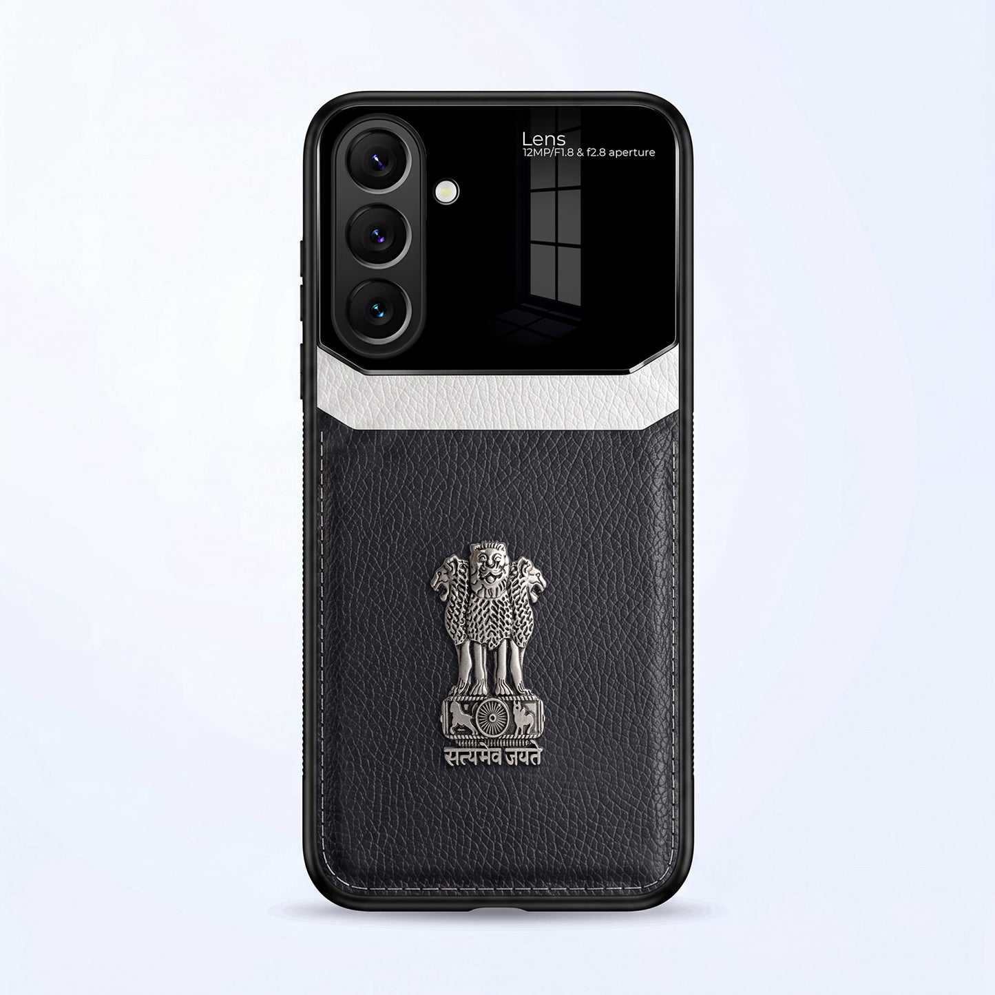Samsung Galaxy A37 5G Satyamev Jayate 3D Metal Leather Back Case