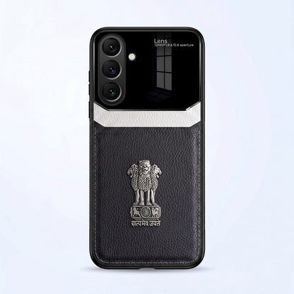 Samsung Galaxy A37 5G Satyamev Jayate 3D Metal Leather Back Case