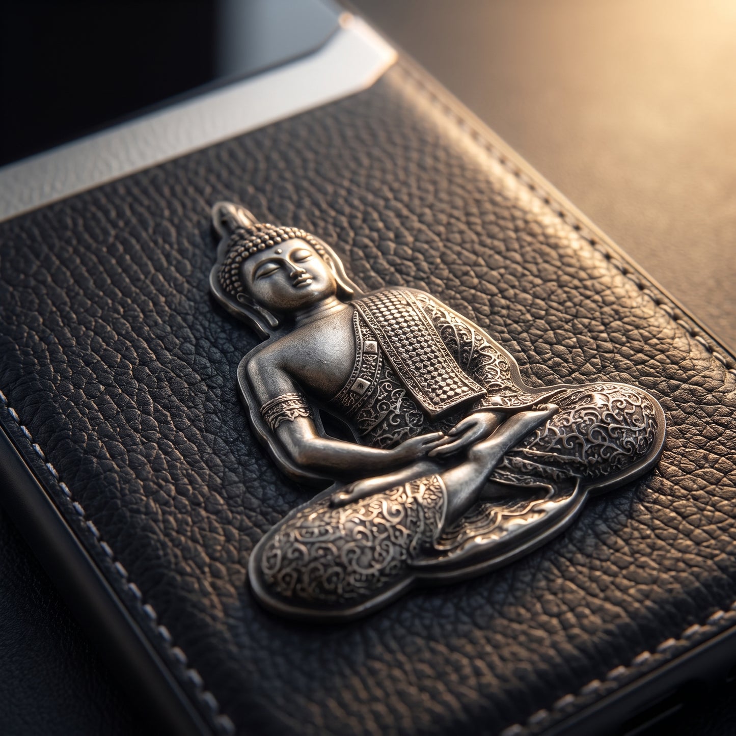 Samsung Galaxy M56 5G Buddha Spiritual 3D Metal Protective Leather Back Case