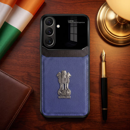 Samsung Galaxy A37 5G Satyamev Jayate 3D Metal Leather Back Case
