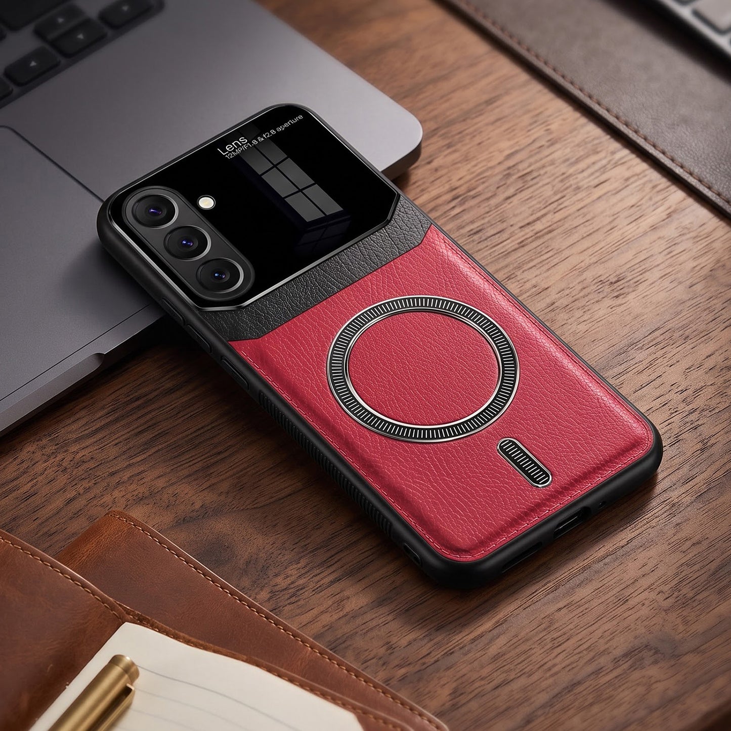 Samsung Galaxy A57 5G Premium Magsafe Magnetic Leather Lens Protective Case