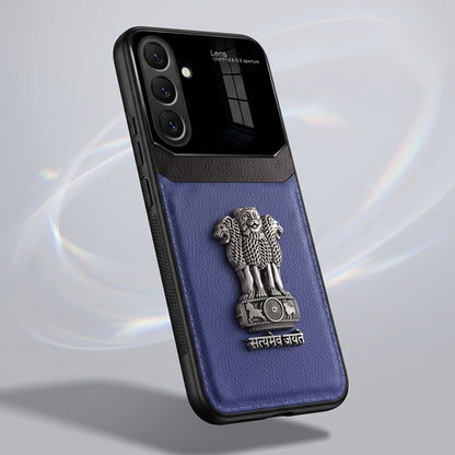 Samsung Galaxy A37 5G Satyamev Jayate 3D Metal Leather Back Case