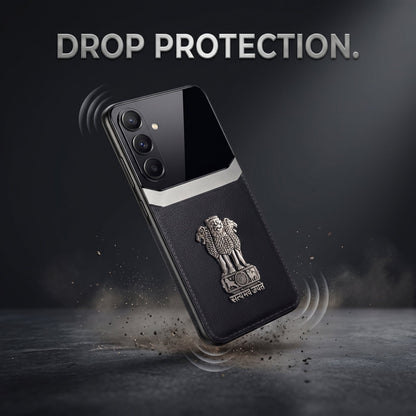 Galaxy A56 5G Satyamev Jayate 3D Metal Leather Back Case