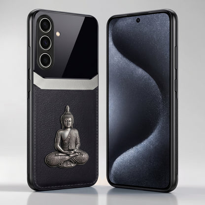 Samsung Galaxy M56 5G Buddha Spiritual 3D Metal Protective Leather Back Case