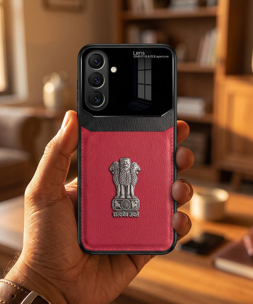Samsung Galaxy A37 5G Satyamev Jayate 3D Metal Leather Back Case