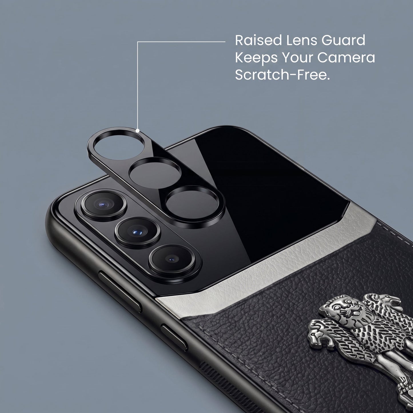 Galaxy A56 5G Satyamev Jayate 3D Metal Leather Back Case