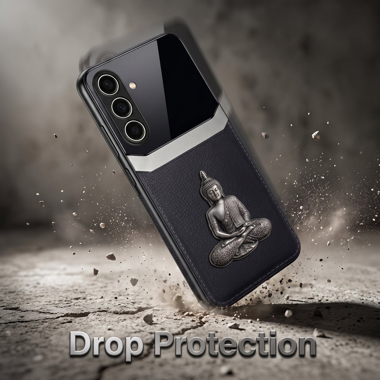 Samsung Galaxy M56 5G Buddha Spiritual 3D Metal Protective Leather Back Case