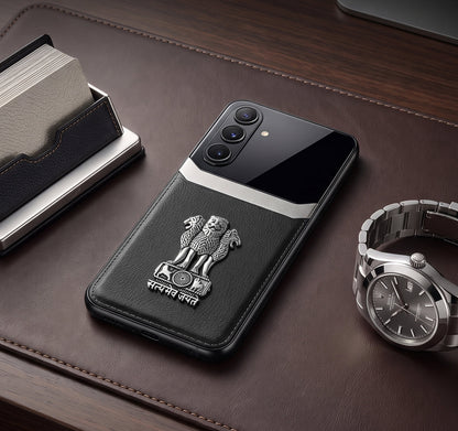 Galaxy A56 5G Satyamev Jayate 3D Metal Leather Back Case