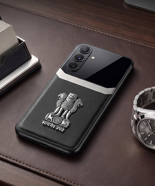 Galaxy A56 5G Satyamev Jayate 3D Metal Leather Back Case