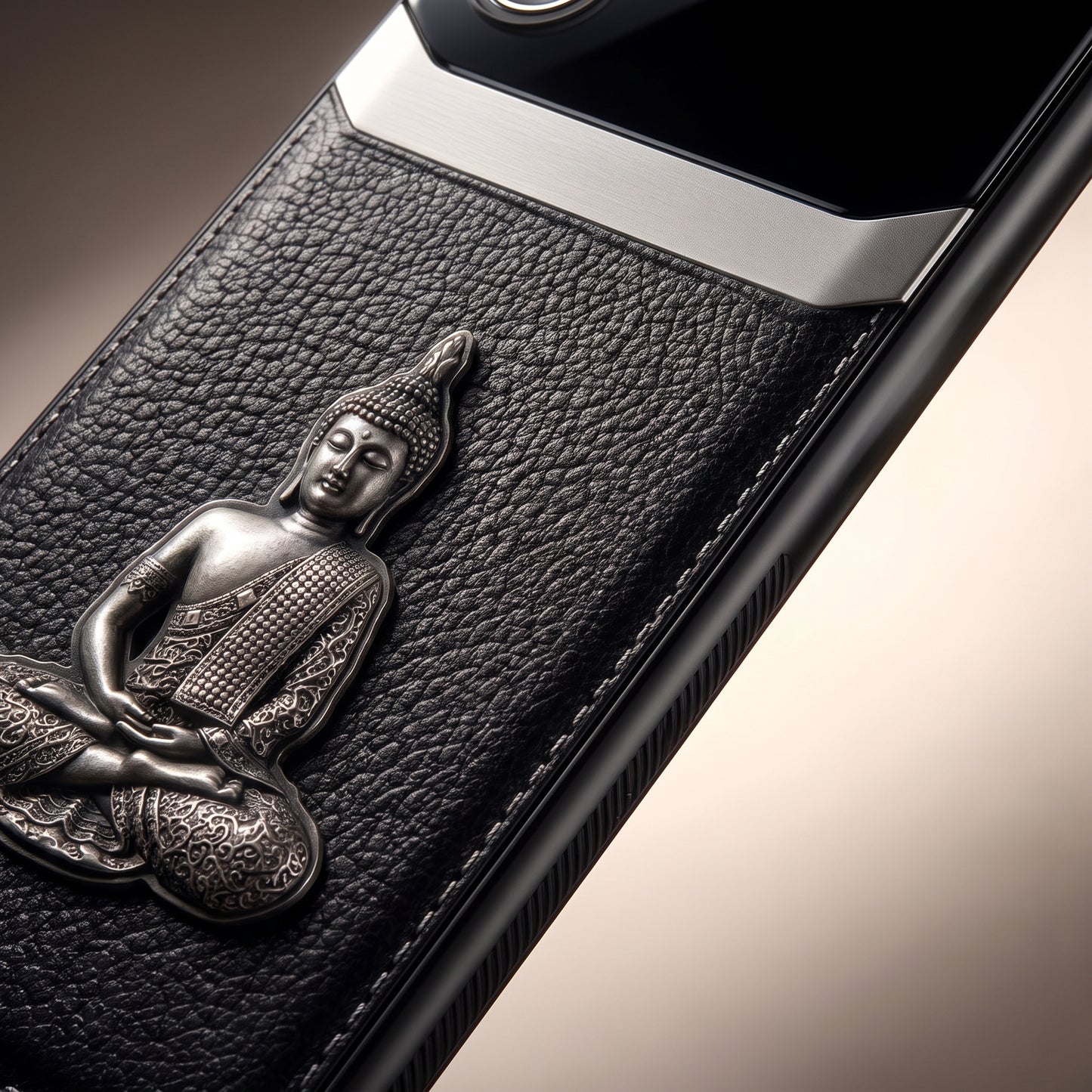 Samsung Galaxy M56 5G Buddha Spiritual 3D Metal Protective Leather Back Case