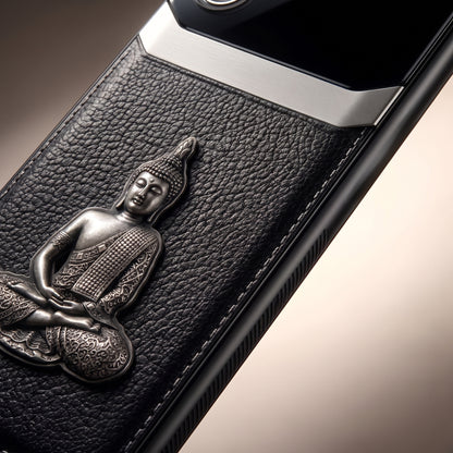 Samsung Galaxy M56 5G Buddha Spiritual 3D Metal Protective Leather Back Case