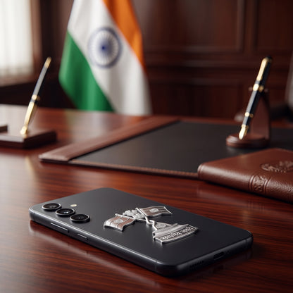Samsung Galaxy A35 5G Compatible 3D Indian Metal Flag Emblem Sticker