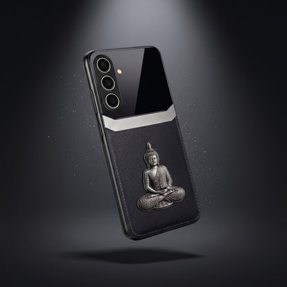Samsung Galaxy M56 5G Buddha Spiritual 3D Metal Protective Leather Back Case