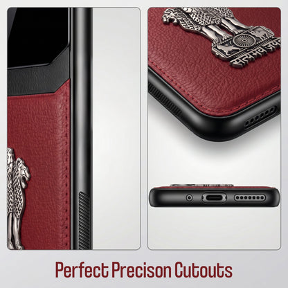 Galaxy A56 5G Satyamev Jayate 3D Metal Leather Back Case