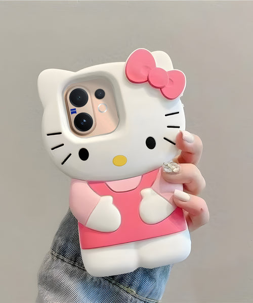 Vivo V60 5G Cute Kitty 3D Cartoon Soft Silicone Cover