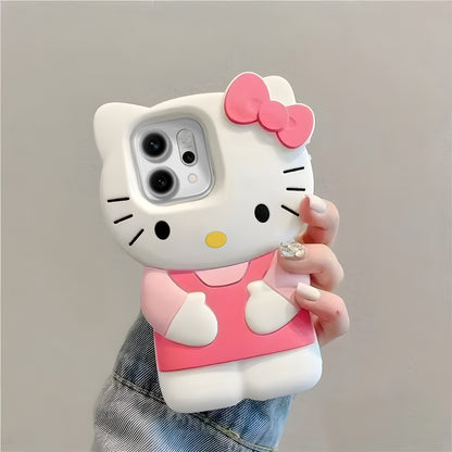 Oppo Reno 14 5G Cute Kitty 3D Cartoon Soft Silicone Cover