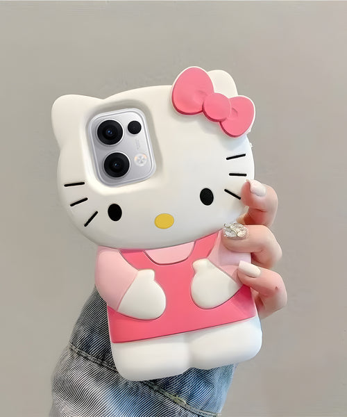 Oppo Reno 13 5G Cute Kitty 3D Cartoon Soft Silicone Cover