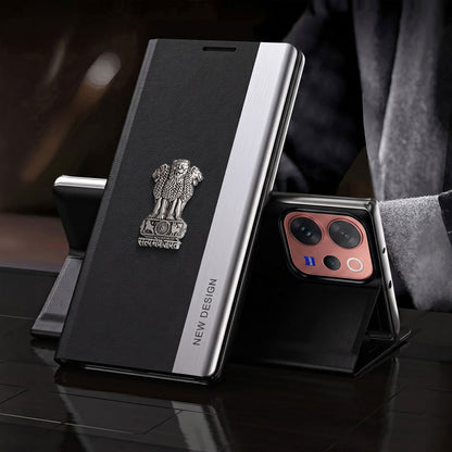 Vivo V70 5G Satyamev Jayate Metal Emblems Flip Leather Case