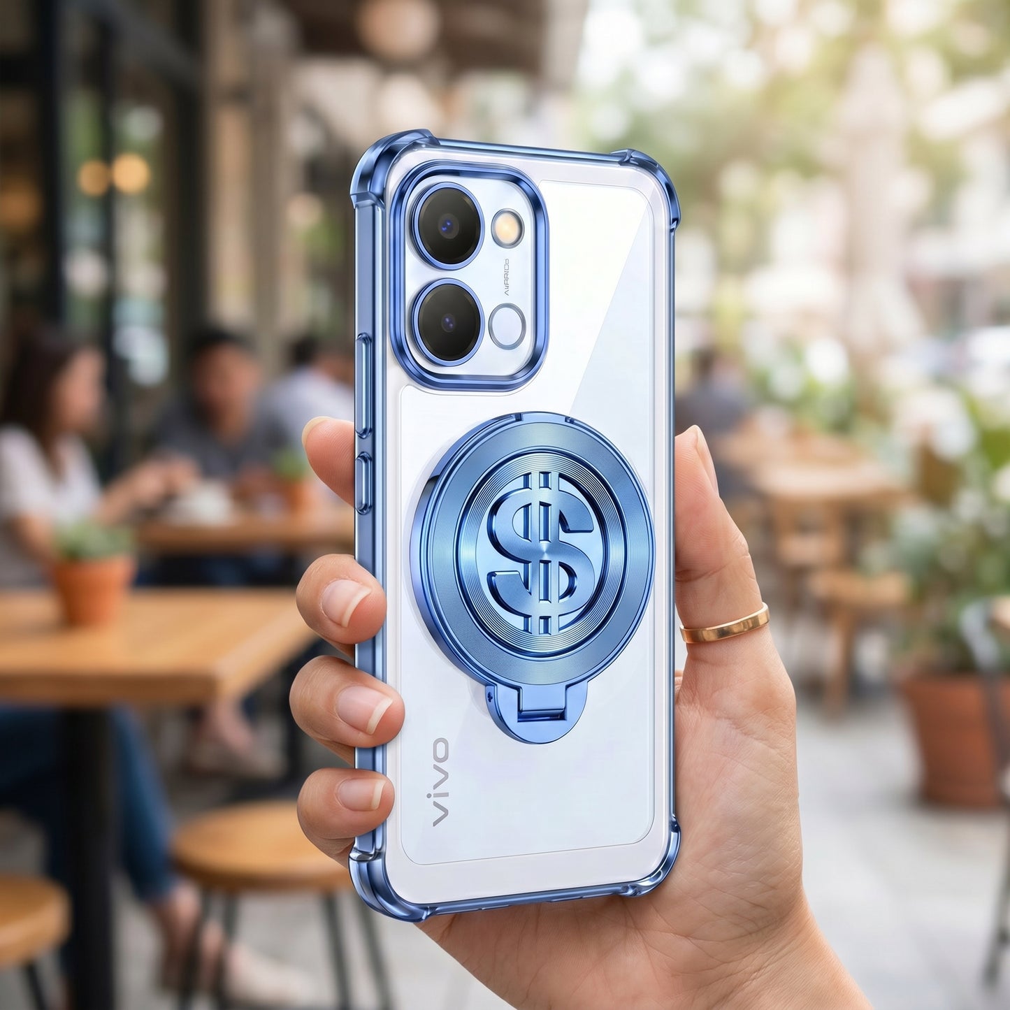 Vivo T5x 5G Four Corner Airbags 100% Original Astro Money Magnet Rotating Dollar Case