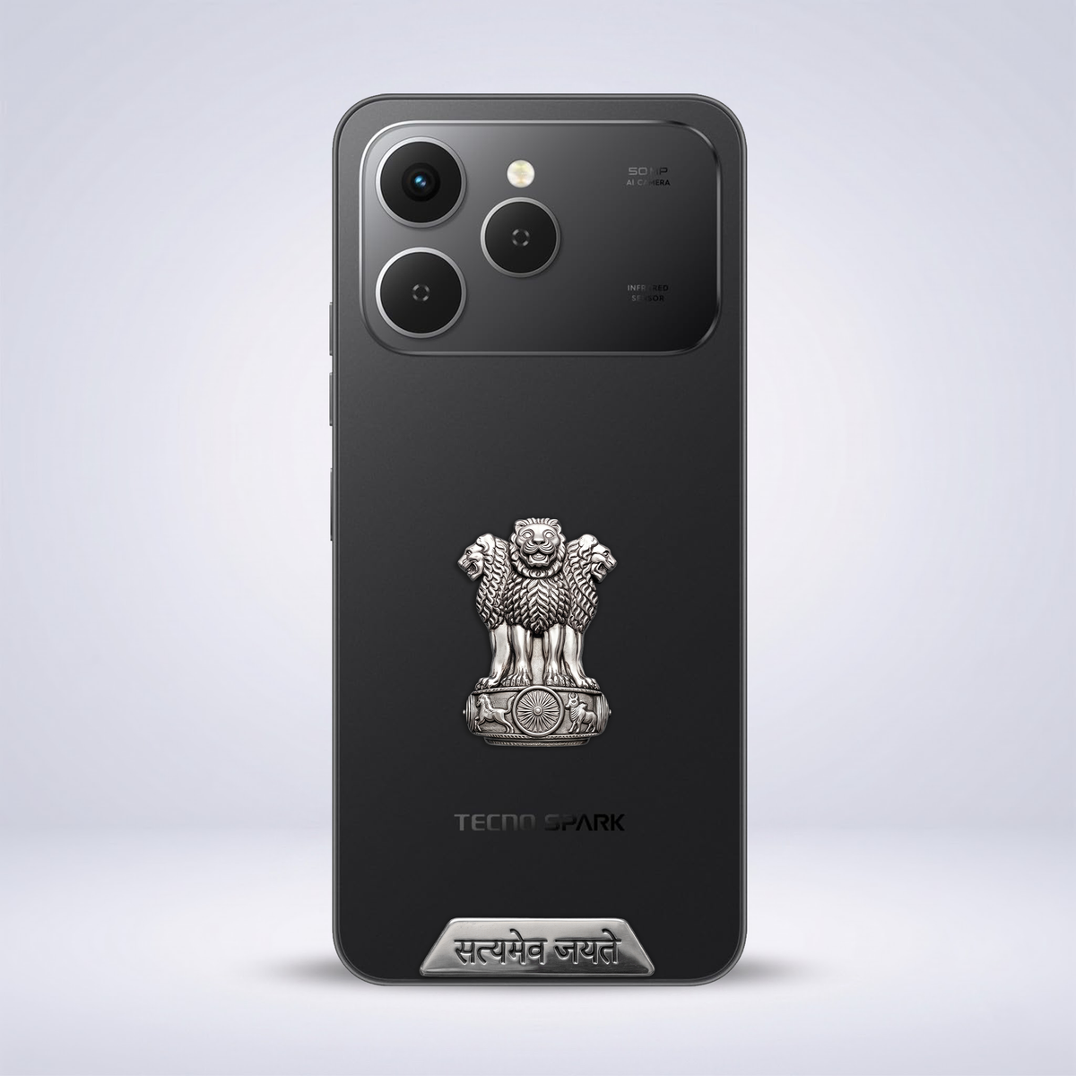 Tecno Spark 40 5G Compatible Satyamev Jayate 3D Metal Emblem Sticker