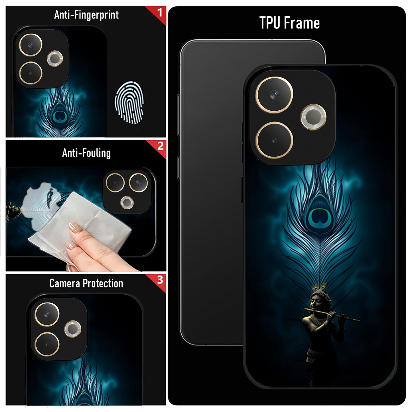 Oppo A5 Pro 5G Premium Acrylic Shockproof Glass Back Case (Sun-Moon)