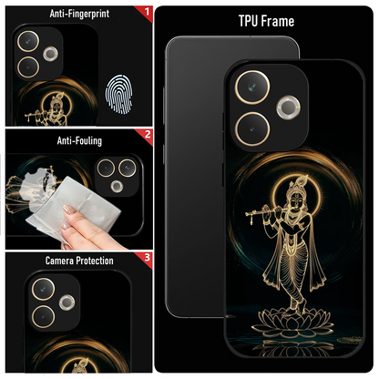 Oppo A5 Pro 5G Premium Acrylic Shockproof Glass Back Case (Krishna Flute)