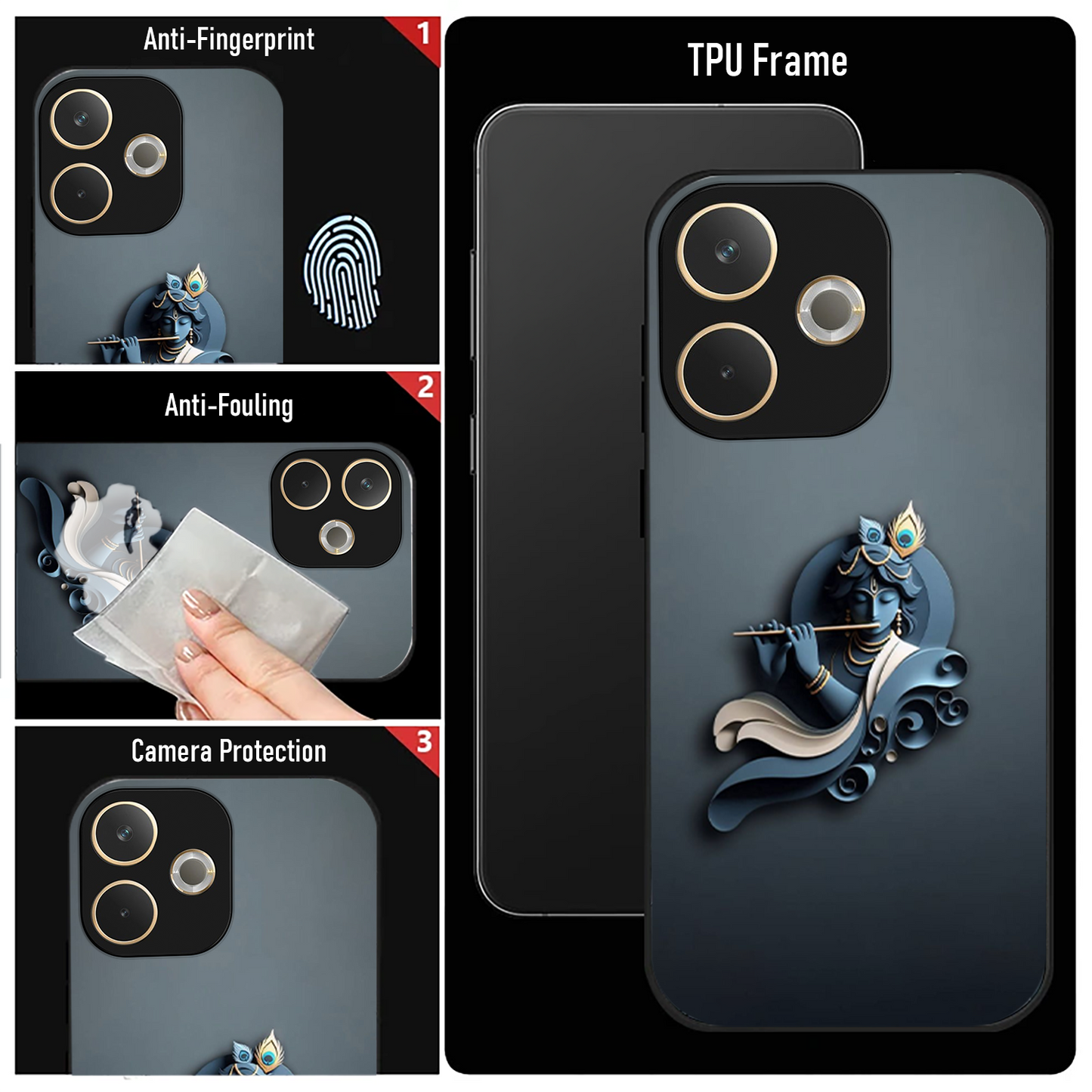 Oppo A5 Pro 5G Premium Acrylic Shockproof Glass Back Case (Krishna Ji)