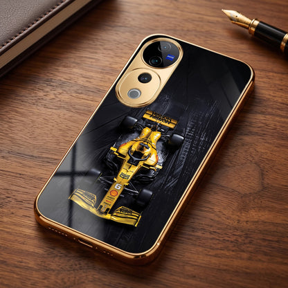 Vivo V40 Pro 5G F1 Racing Car Gold Electroplated Glass Phone Back Case