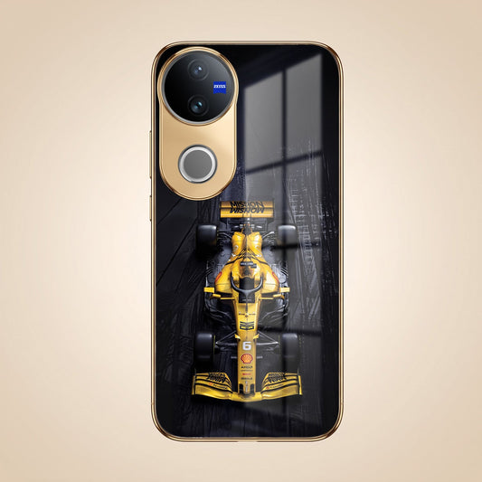 Vivo T4R 5G F1 Racing Car Gold Electroplated Glass Phone Back Case