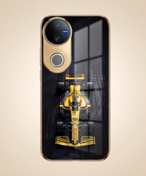 Vivo T4R 5G F1 Racing Car Gold Electroplated Glass Phone Back Case