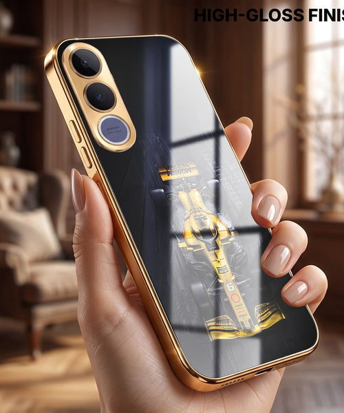 Vivo V70 FE 5G F1 Racing Car Gold Electroplated Glass Phone Back Case
