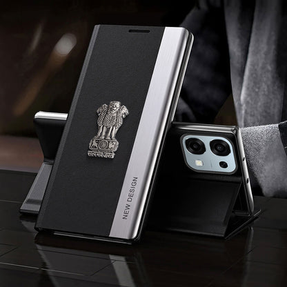 Vivo T5x 5G Satyamev Jayate Metal Emblems Flip Leather Case
