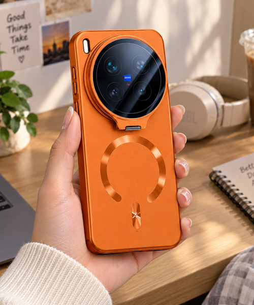 Vivo X300 & X300 Pro 5G MagSafe Orange Camera Ring Stand Shockproof Protective Case