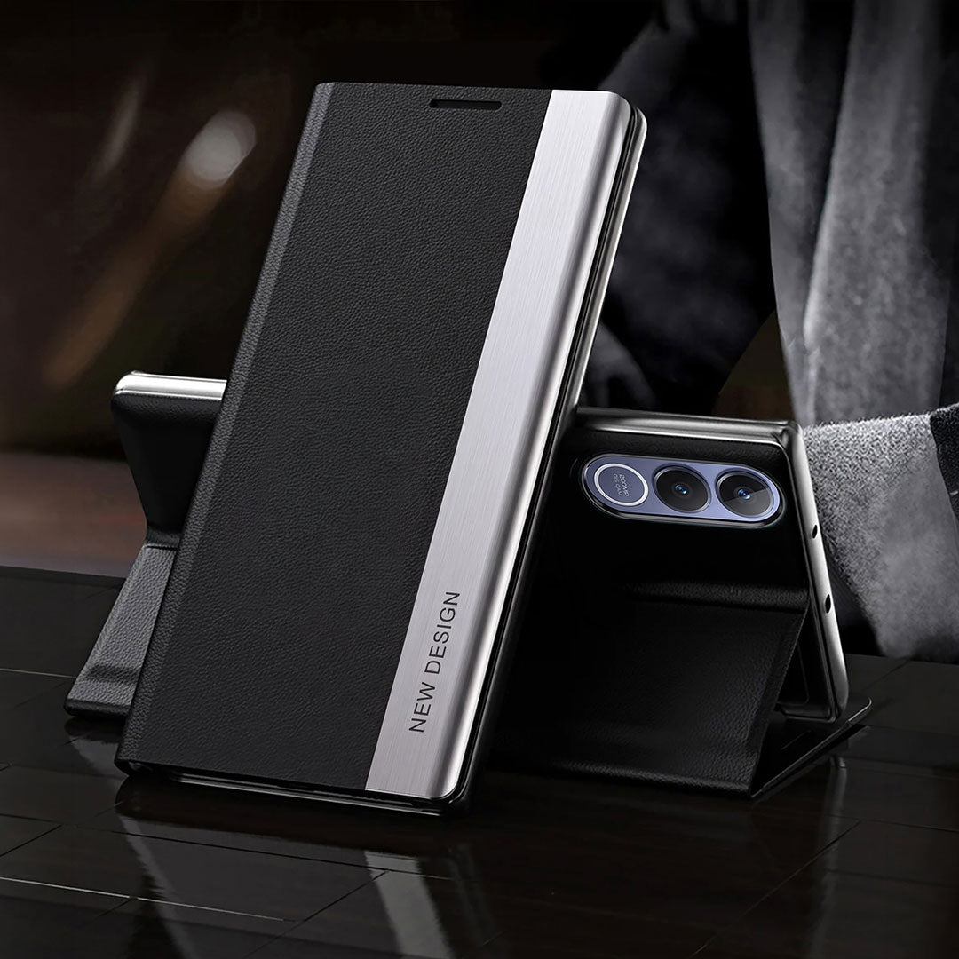 Vivo V70 FE 5G Satyamev Jayate Metal Emblems Flip Leather Case