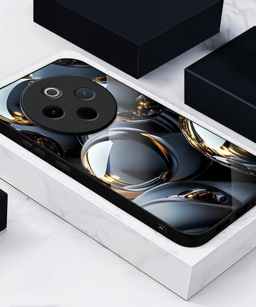 Vivo T4 5G Premium Acrylic Shockproof Glass Back Case (Mirror Spheres)