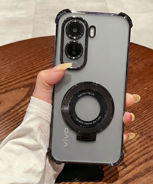Vivo T5 Pro 5G Original Luxury Magnifier Ring Stand Shockproof Airbags Corner Case