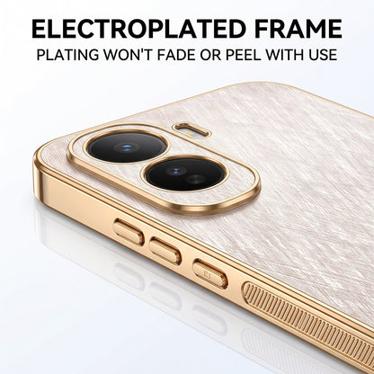 Vivo T5 Pro 5G Premium Electroplated Frame Gold Thread Pattern Soft Case