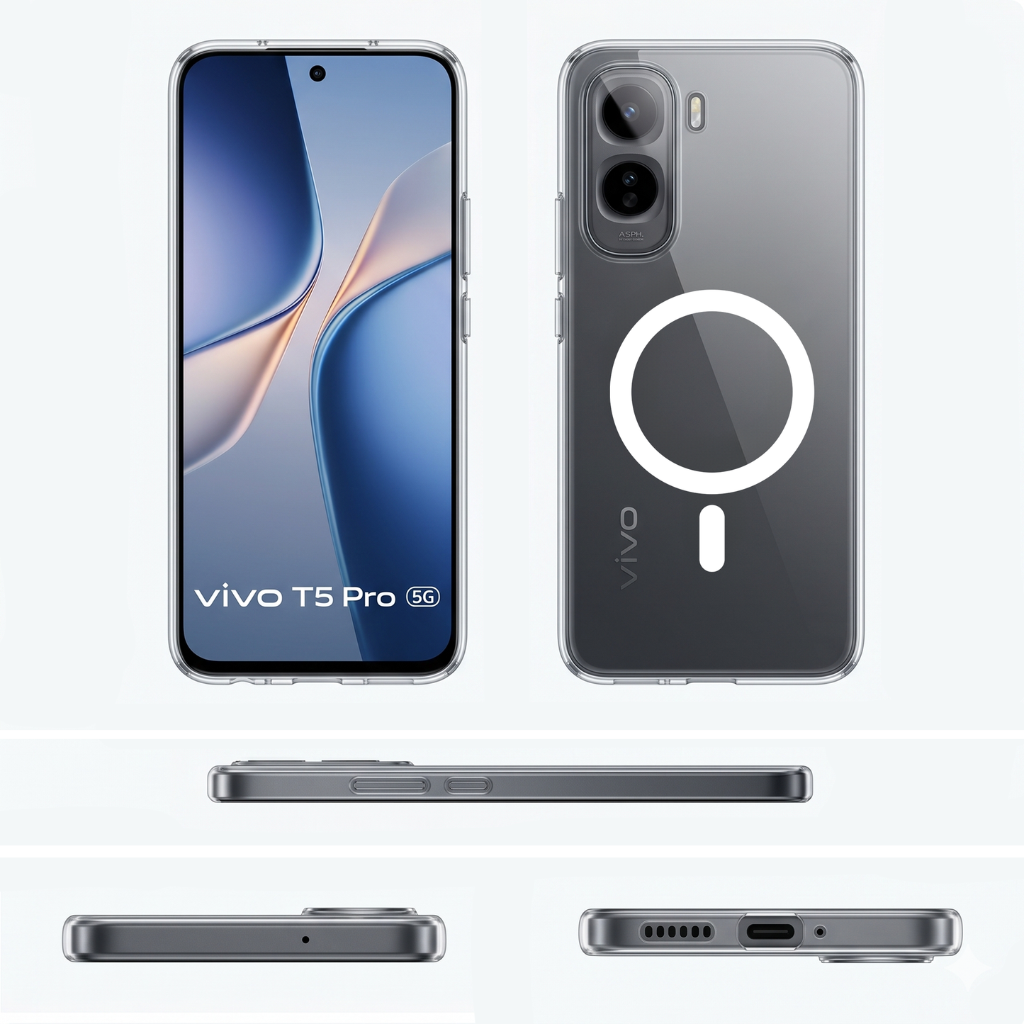 Vivo T5 Pro 5G Clear Anti-Yellow MagSafe Protective Case