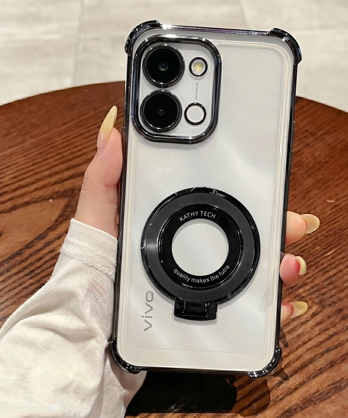 Vivo T5x 5G Original Luxury Magnifier Ring Stand Shockproof Airbags Corner Case