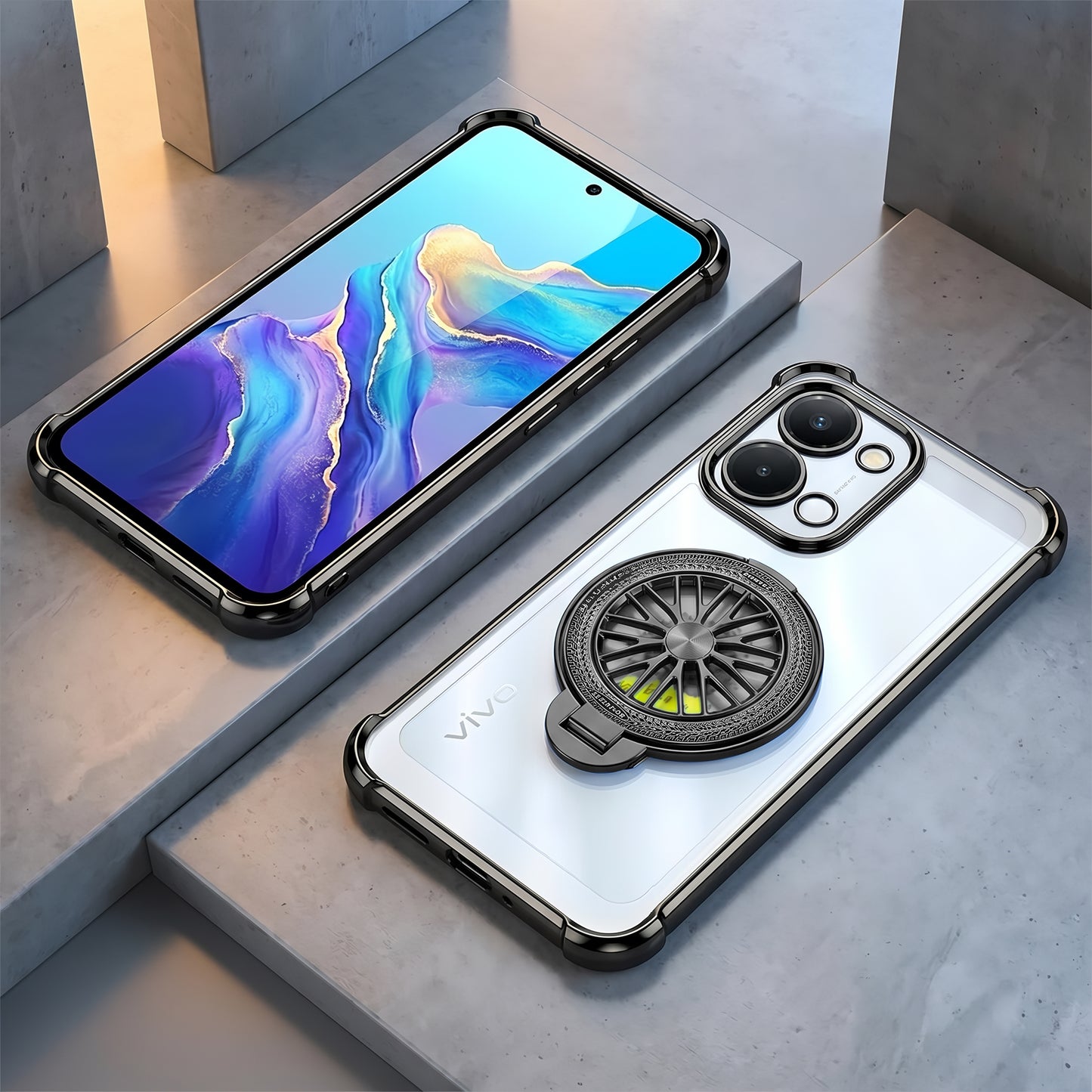 Vivo T5x 5G Premium Stress Buster Wheel Rotating Shockproof Airbags Case