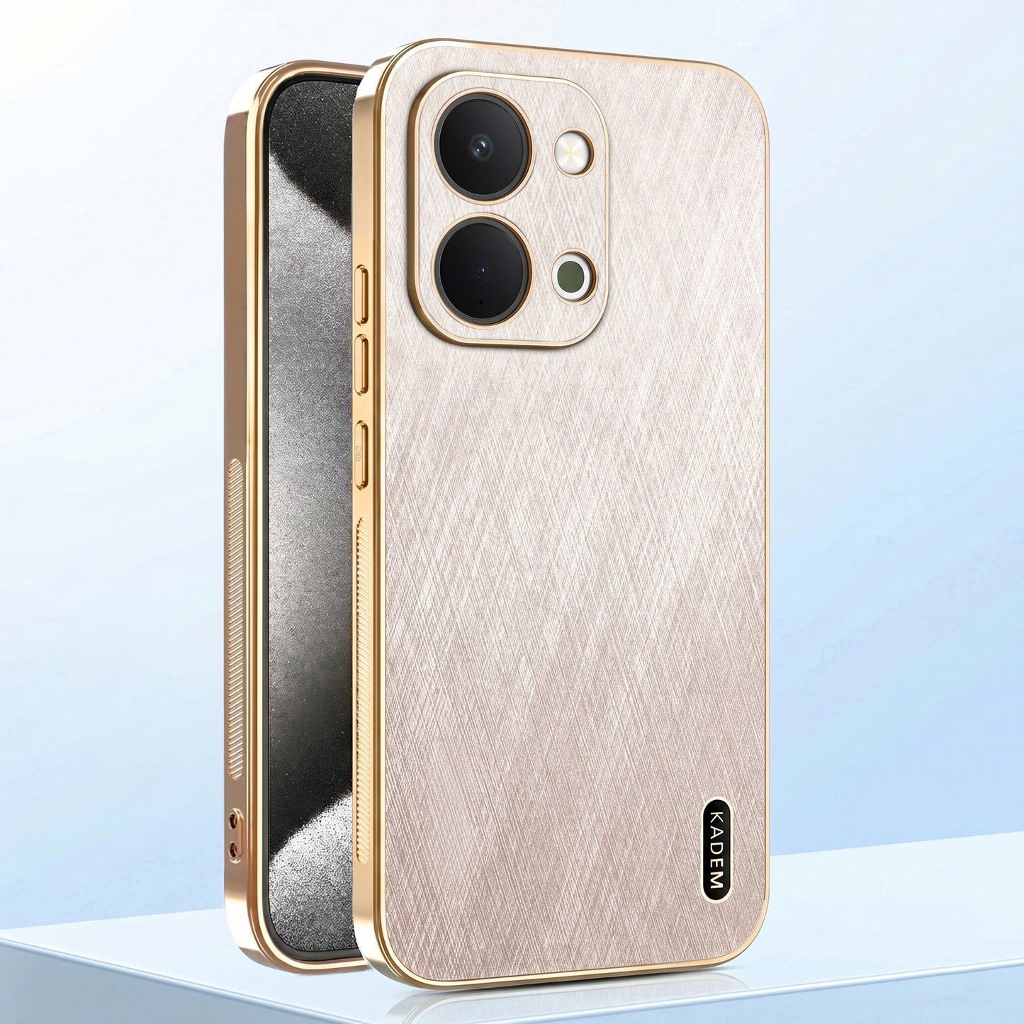 Vivo T5X 5G Premium Electroplated Frame Gold Thread Pattern Soft Case