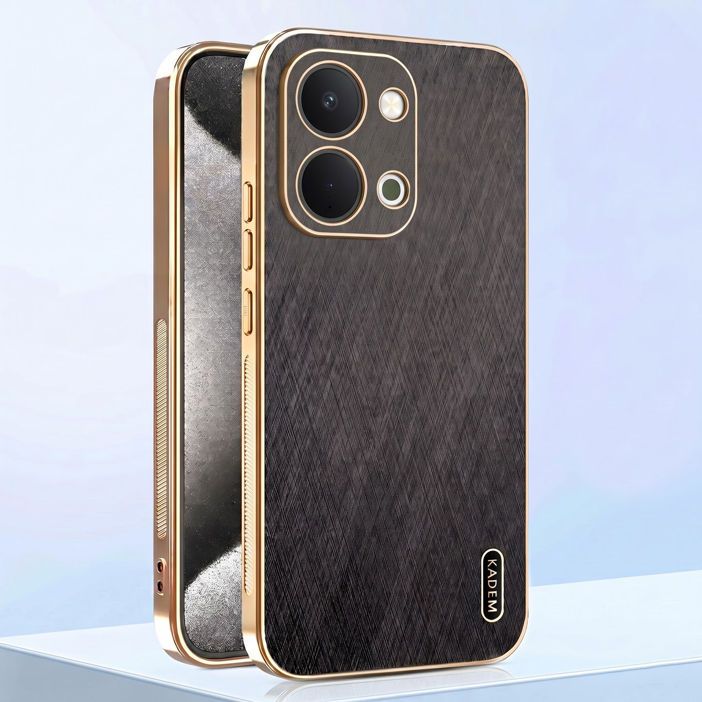 Vivo T5X 5G Premium Electroplated Frame Gold Thread Pattern Soft Case